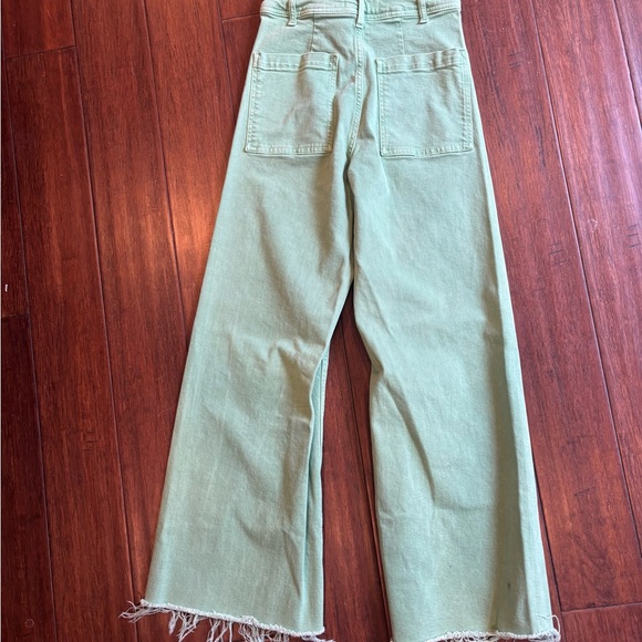 ZARA Mint Green Wide-Leg Jeans SZ 4 - Picture 4 of 4